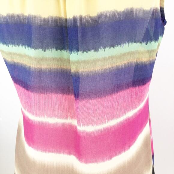 Watercolor Stripe Semi-Sheer Top Ecru Brand Multicolor M - Picture 7 of 11